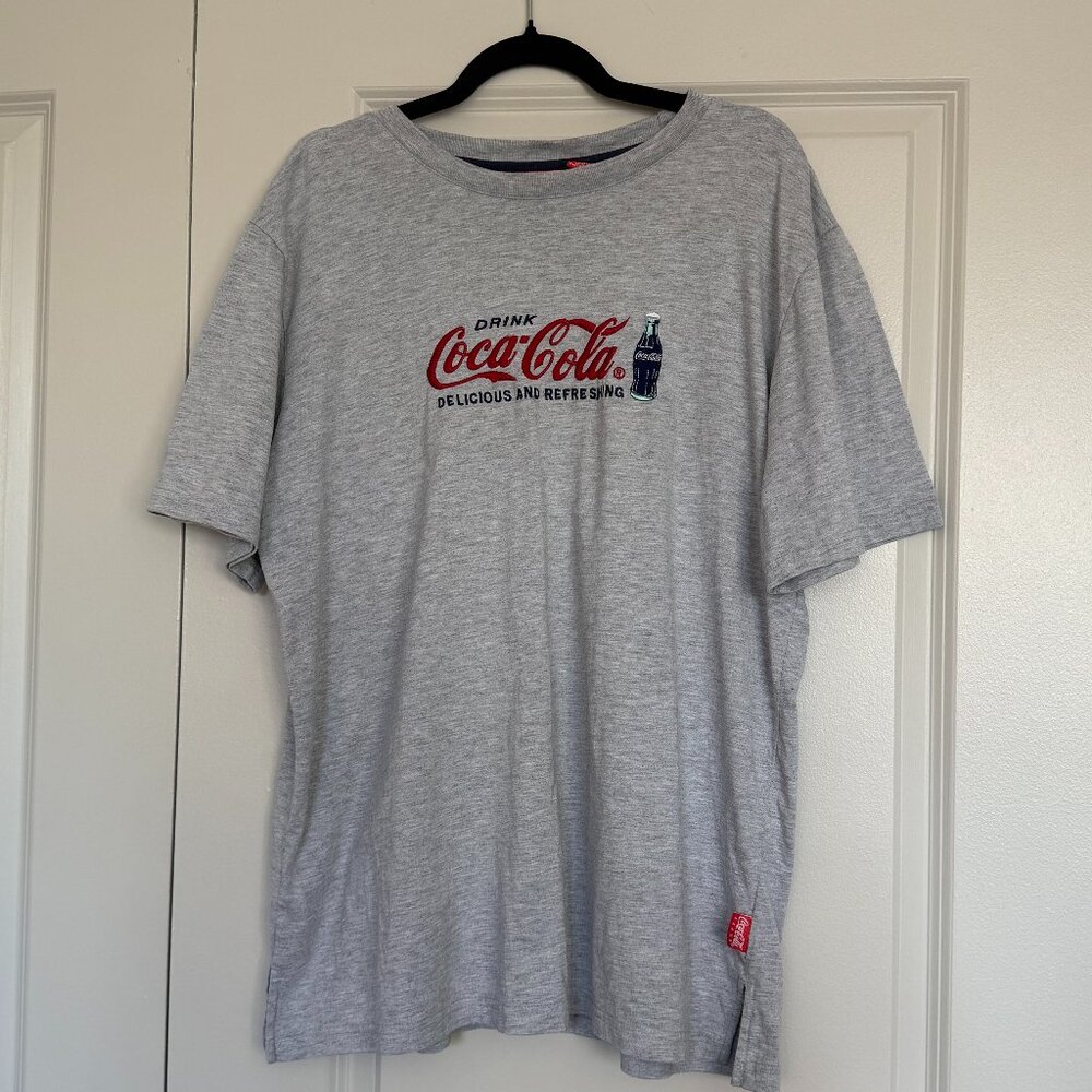 Vintage Coca-Cola Embroidered Heather Gray Tee Plus Size 14W/16W